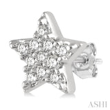 1/10 ctw Star Round Cut Diamond Petite Fashion Earring in 10K White Gold