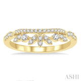 1/3 Ctw Alternating Marquise and Circular Mount Round Cut Diamond Curved Wedding Band in 14K Yellow Gold