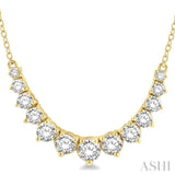 1 Ctw Graduated Round Cut Diamond Smile Necklace in 14K Yellow Gold