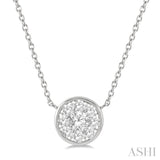 1/3 Ctw Round Shape Lovebright Diamond Pendant With Chain in 14K White Gold