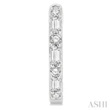 1/4 Ctw Petite Baguette and Round Cut Diamond Fashion Huggies in 10K White Gold