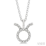 1/10 ctw Taurus Round Cut Diamond Zodiac Pendant With Chain in 14K White Gold