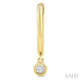 1/10 Ctw Petite Bezel Drop Round Cut Diamond Fashion Huggies in 10K Yellow Gold