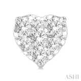 1/2 Ctw Heart Shape Lovebright Round Cut Diamond Stud Earring in 14K White Gold