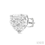 1/3 Ctw Heart Shape Lovebright Round Cut Diamond Stud Earring in 14K White Gold