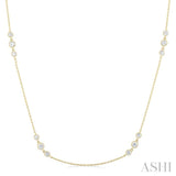 3/4 Ctw Three Stone Bezel Set Round Cut Diamond Station Necklace in 14K Yellow Gold