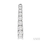 1 ctw Graduated Round Cut Diamond Fashion Hoop Earrings in 14K White Gold