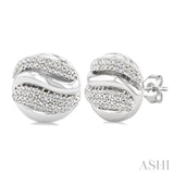 1/10 Ctw Bold Twisted Rib Round Cut Diamond Bold Fashion Stud Earring in Sterling Silver