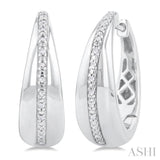 1/10 ctw Bold Wide Round Cut Diamond Hoop Earring in Sterling Silver