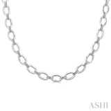 1/4 ctw Bold Open Window Oval Shape D-Link Round Cut Diamond Paperclip Necklace in Sterling Silver