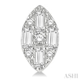 1/3 ctw Marquise Shape Fusion Baguette and Round Cut Diamond Fashion Stud Earrings in 14K White Gold