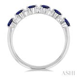 2.7 MM Sapphire and 1/3 ctw Round Cut Diamond Precious Band in 14K White Gold