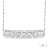 1/2 ctw Interlocked Octagonal Shape Motif Fusion Baguette and Round Cut Diamond Necklace in 14K White Gold