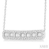 1/2 ctw Interlocked Octagonal Shape Motif Fusion Baguette and Round Cut Diamond Necklace in 14K White Gold