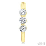 1 Ctw 3-Stone Round Cut Diamond Fashion Hoop Earring in 14K Yellow Gold