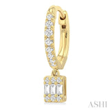 1/3 ctw Petite Rectangle Shape Fusion Diamond Fashion Huggies in 10K Yellow Gold