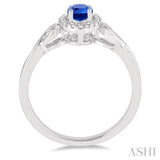 6x4 MM Oval Cut Sapphire and 1/10 ctw Round Cut Diamond Ring in 14K White Gold