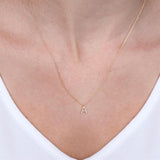 1/20 Ctw Initial 'F' Round Cut Diamond Pendant With Chain in 14K White Gold