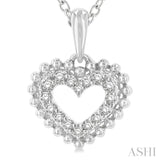 1/10 ctw Petite Heart Round Cut Diamond Fashion Pendant With Chain in 10K White Gold