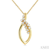 1/5 Ctw Marquise Shape Scattered Round Cut Diamond Fashion Pendant With Chain in 10K Yellow Gold