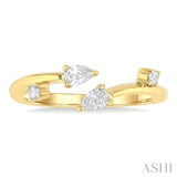 1/4 Ctw Open Bypass Pear and Round Cut Diamond Fashion Ring in 14K Yellow Gold
