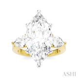 1 1/10 Ctw Tri-Mount Marquise Shape Center Pear and Round Cut Diamond Semi-Mount Engagement Ring in 14K Yellow and White Gold