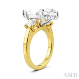 1 1/10 Ctw Tri-Mount Marquise Shape Center Round Cut Diamond Semi-Mount Engagement Ring in 14K Yellow and White Gold