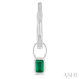 5x3 MM Bezel Set Emerald Precious Fashion Huggie Earrings in 10K White Gold