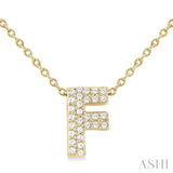 1/10 ctw Bubble Accent Initial 'F' Round Cut Diamond Fashion Pendant With Chain in 10K Yellow Gold