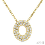 1/10 ctw Bubble Accent Initial 'O' Round Cut Diamond Fashion Pendant With Chain in 10K Yellow Gold