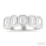 1 1/2 Ctw Bezel Set 5-Stone Emerald Cut Diamond Fashion Band in 14K White Gold