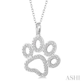 Silver Dog Paw Diamond Fashion Pendant