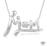 1/50 Ctw Round Cut Diamond Emotion Mom Pendant in Sterling Silver with Chain