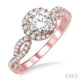 5/8 Ctw Diamond Engagement Ring with 1/4 Ct Round Cut Center Stone in 14K Rose Gold
