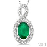 Oval Shape Gemstone & Diamond Pendant