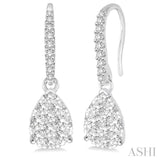 3/4 Ctw Pear Shape Diamond Lovebright Earrings in 14K White Gold