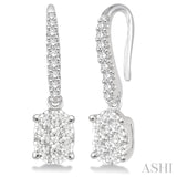 3/4 Ctw Oval Shape Diamond Lovebright Earrings in 14K White Gold