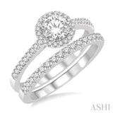 1/2 Ctw Diamond Bridal Set with 3/8 Ctw Round Cut Engagement Ring and 1/6 Ctw Wedding Band in 14K White Gold