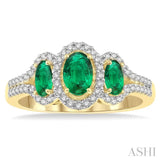 Oval Shape Past Present & Future Gemstone & Diamond Ring