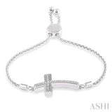 Silver Cross Diamond Lariat Bracelet