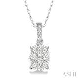 1/6 Ctw Oval Shape Diamond Lovebright Pendant in 14K White Gold with Chain