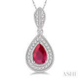 Pear Shape Gemstone & Diamond Pendant