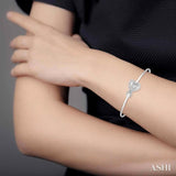 Silver Heart Shape Diamond Flexi Fashion Bangle