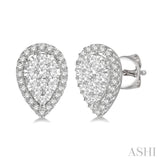 3/4 Ctw Pear Shape Lovebright Diamond Stud Earrings in 14K White Gold