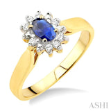 Oval Shape Gemstone & Diamond Ring