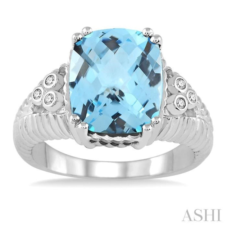 Silver Gemstone & Diamond Ring