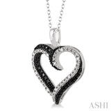 Silver Heart Shape Black Diamond Fashion Pendant