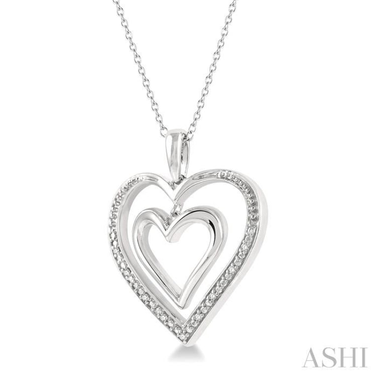 Silver Double Heart Shape Diamond Fashion Pendant