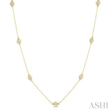 1/10 Ctw Round Cut Diamond Station Necklace in 10K Yellow Gold