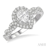 3/8 Ctw Intertwined Shank Round Cut Diamond Semi-Mount Engagement Ring in 14K White Gold